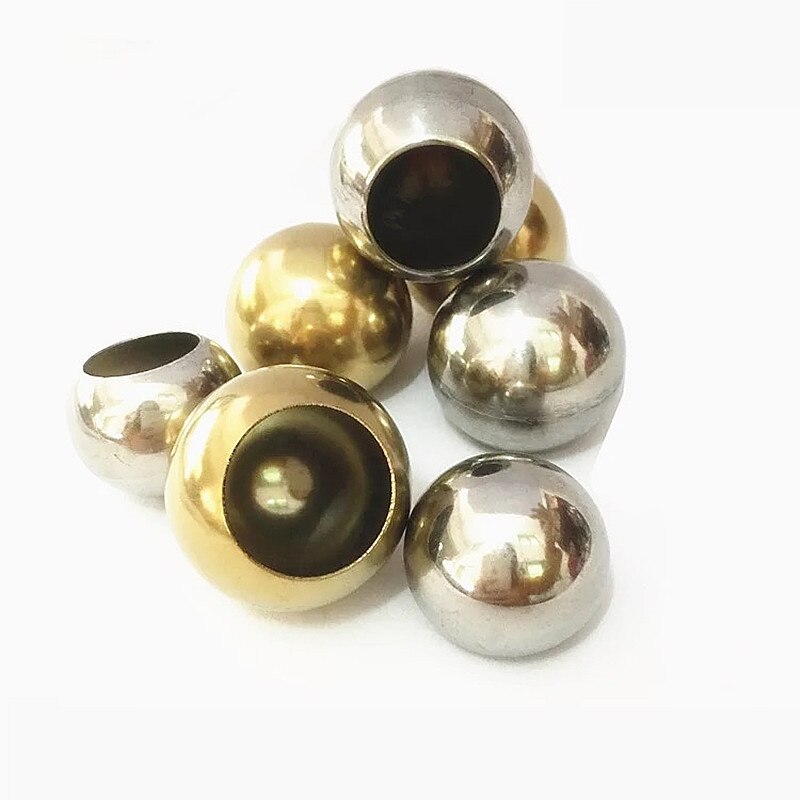 Förtjockad ihålig kula i rostfritt stål med ett hål, dekorerad med ihålig guldkula i metall, magisk kula för hemmet