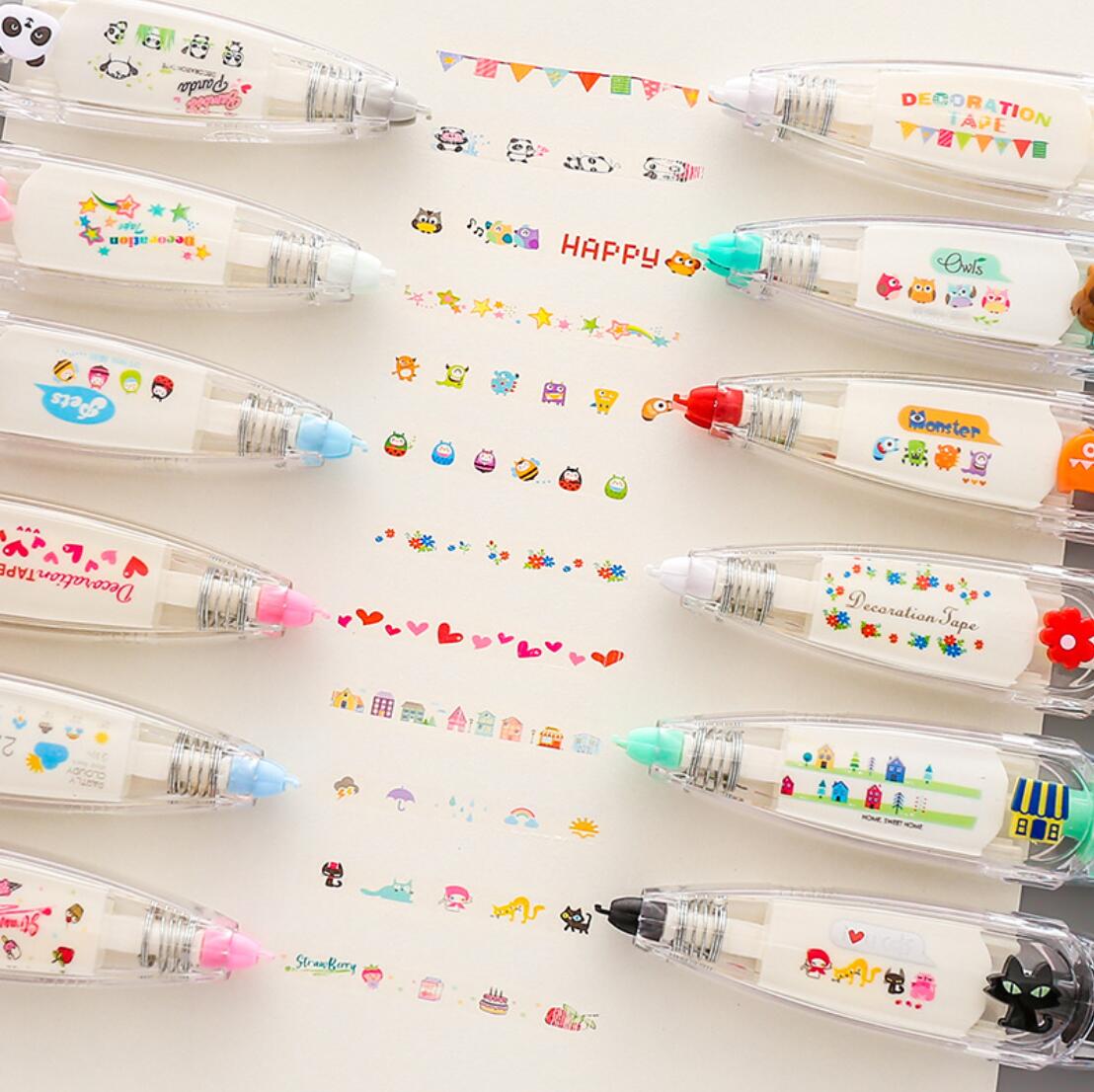 Cinta de corrección decorativa Kawaii de varios patrones, Corrector para diario, papelería, suministros escolares, accesorios