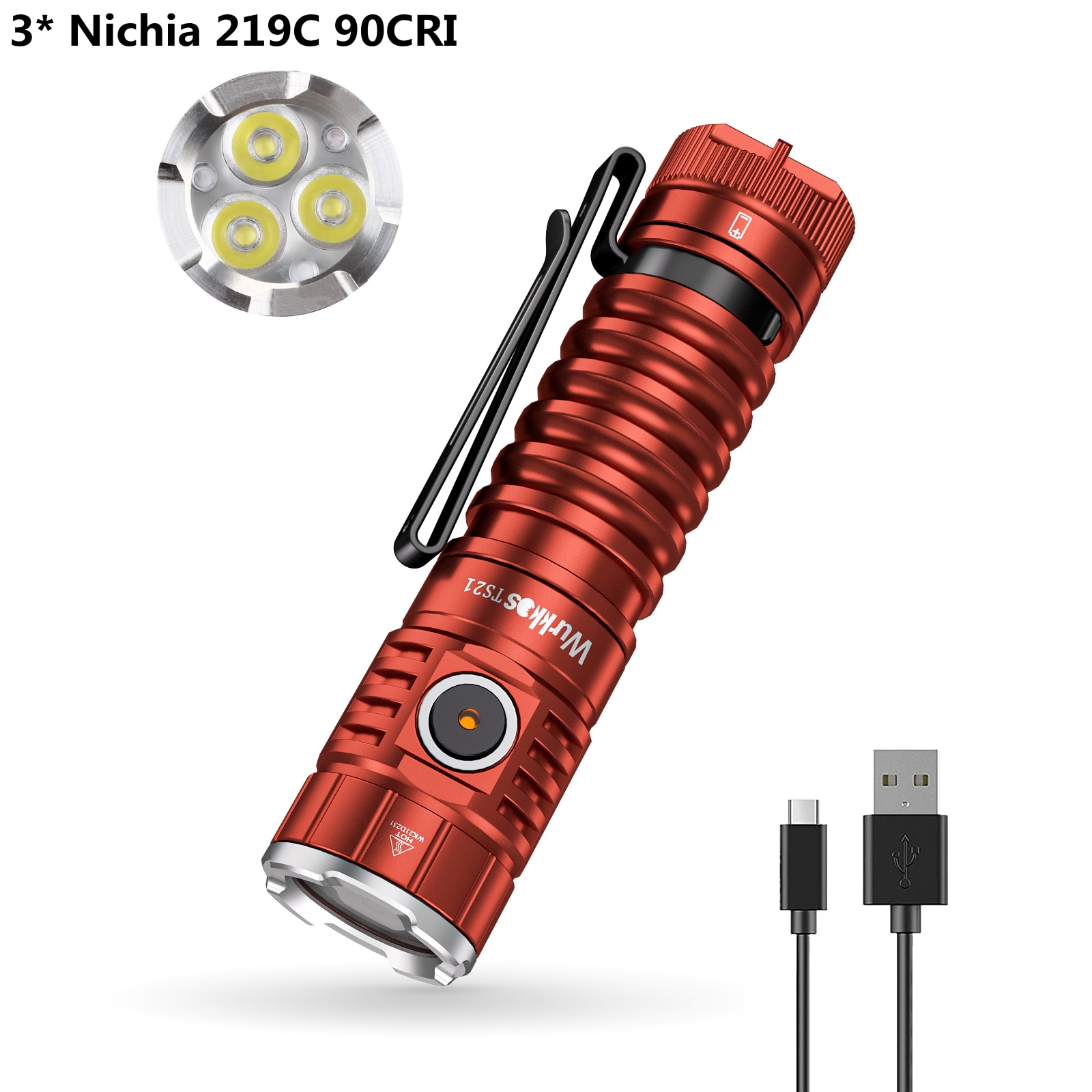 Wurkkos nowe latarki doprowadziło TS21 USB C akumulator 21700 latarka z Anduril 2.0 3 * Nichia 219C 90CRI 5000K 2800lm robić uprawiania turystyki pieszej