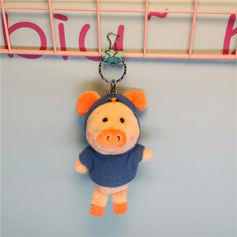 Net red cute Star same style pig pendant car keychain plush bag baby bed decoration soft Soothing doll christmase: blue Sweater 10cmpig