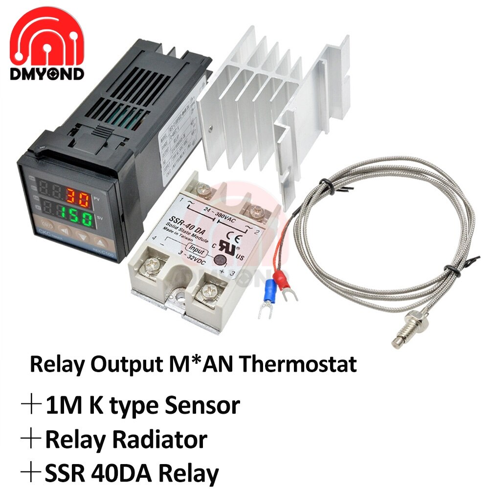 Relay Rex C100 Ssr Pid Temperature Temp Controller Digital Thermostat Pid Regulator Rex C100+40A SSR Relay+K Thermocouple Probe: Rex c100 set A