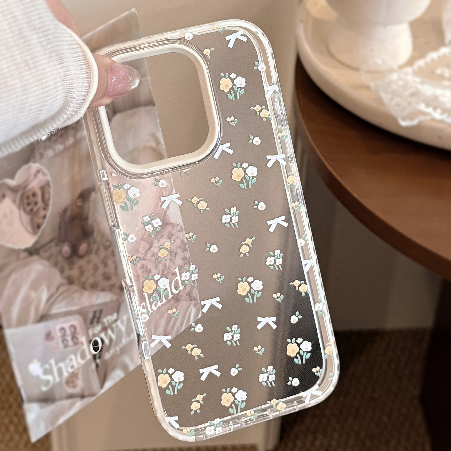 Fresh art gul-hvitt blomstersløyfe-deksel 12 gjennomsiktig støtsikker beskyttelse til iphone 16 15 14 13 pro max: Iphone 15