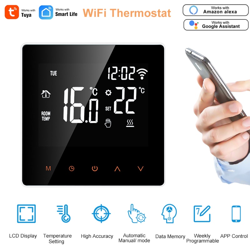 Tuya smart life wifi termostat temperaturregulator til vand / elektrisk gulvvarme vand / gaskedel arbejder med google home