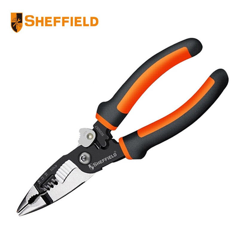 SHEFFIELD Pliers S035057 Multi-function tool 5 in1 Electrician Needle Nose Pliers Wire Stripping Cutter Crimping Pliers: Default Title