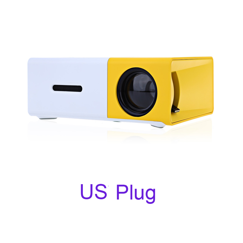 Salange YG300 Mini Projector LED Projector 500LM Audio HDMI USB Mini YG-300 Proyector Home Theater Media Player Beamer: Yellow US Plug