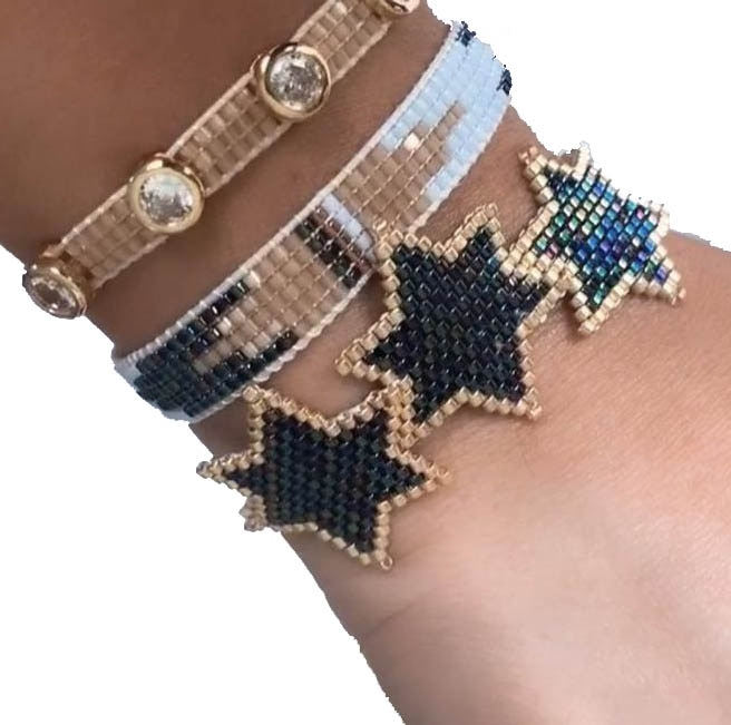 BLUESTAR Miyuki black Heart bangle set Boho Chic Women Eye Bracelet Set Star Jewelry Tassel Handmade Bracelet set