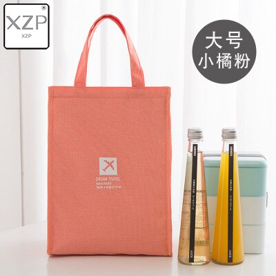 Xzp Stevige Waterdichte Nylon Draagbare Rits Lunch Zakken Vrouwen Student Lunchbox Thermo Tas Kantoor School Picknick Koeltas Bolso: Orange