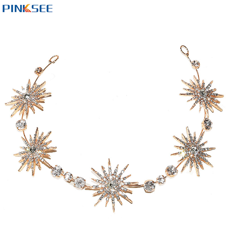 Luxe Bruidshaarsieraden Ster Hoofddeksels Kroon Steentjes Kristallen Hoofdbanden Tiara's Bruiden Meisjes Hoofddeksels Bruiloft Accessoires