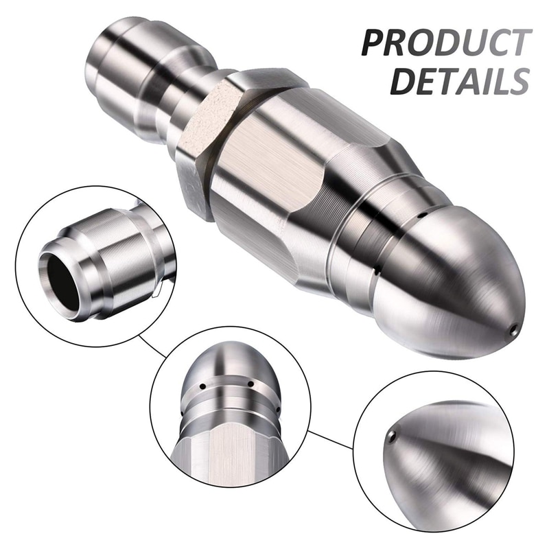 1/4 Inch 5000 Psi Riool Rioolreinigers Nozzle Druk Afvoer Rioolreinigers Slang Nozzle Voor 1/4 Hogedrukreiniger Quick Connector