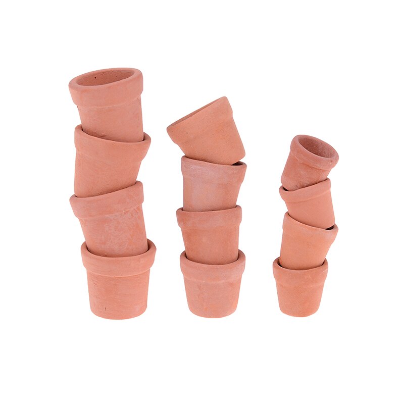 12pcs/lot Red Clay Flowerpot Simulation Garden Flower Pot Model Toy For 1/12 Dollhouse Miniature Doll Houses Accessories