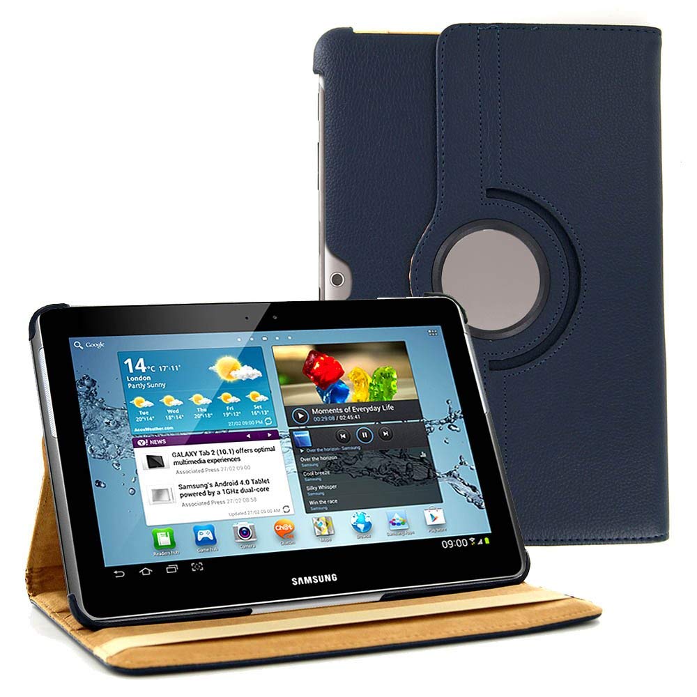 Cubierta de funda para Samsung Galaxy Tab 2 10,1 GT-P5100 P5110 P7500 P7510 giratoria de 360 grados Tablet Funda de cuero PU Tab2 de vidrio 10,1