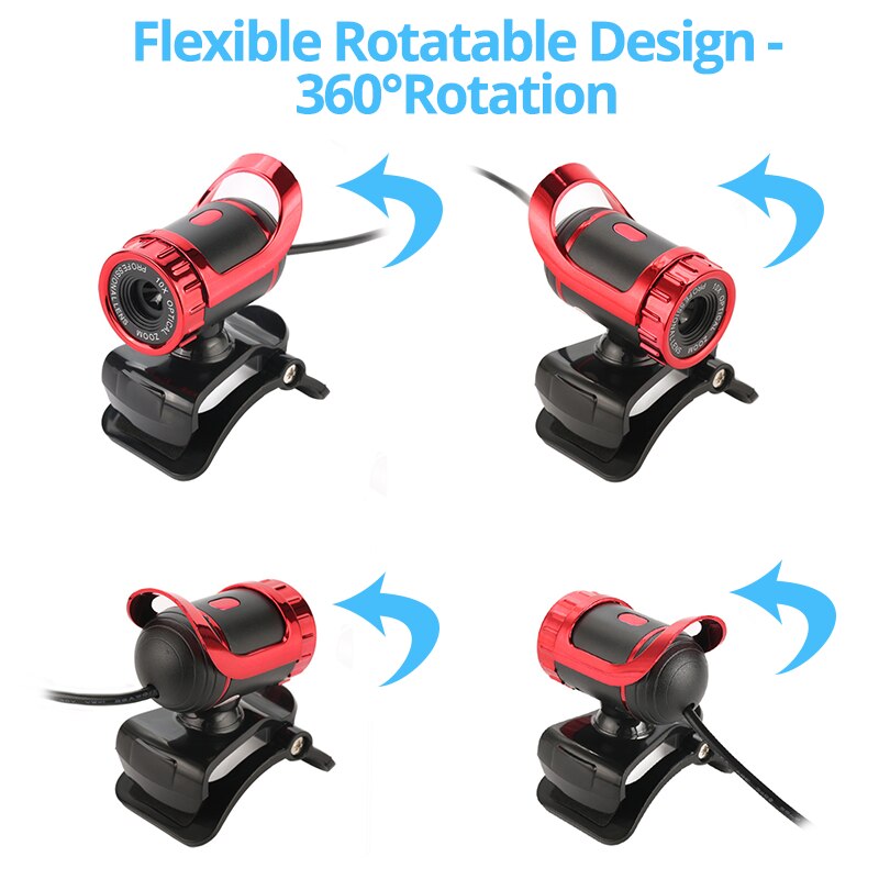 Webcam HD Camera USB Web Cam Internet Adjustable Focal Length Online Lecture Meeting Live with Mic for Laptop Computer Desktop