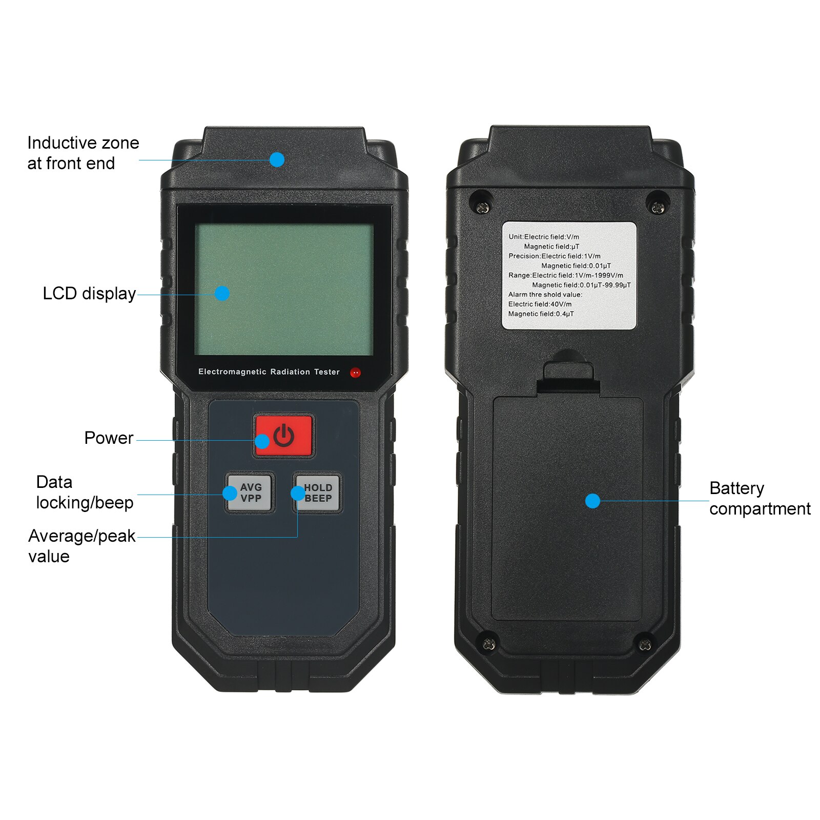 ET825 Electromagnetic Radiation Tester Wave Radiation Detector EMF Meter 5Hz-3500MHz Electric Field Magnetic Field Dosimeter