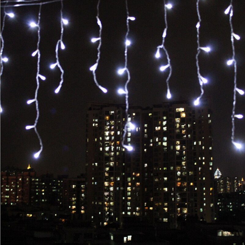 Waterproof Christmas Lights 5M Droop 0.4-0.6m Outdoor Icicle String Lights for Garden Mall Eaves Balcony Fence House Decoration: White / 220V EU Plug
