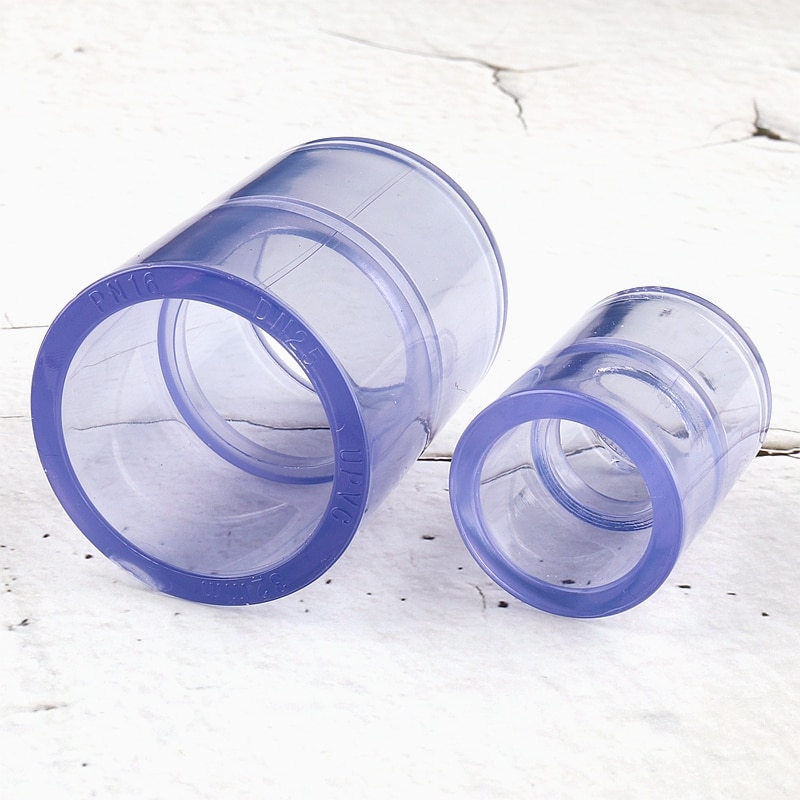 20-110mm UPVC Straight Equal 2 ways Joint Connector Aquarium Fish Tank Transparent Garden Irrigation Water Supply Fittings