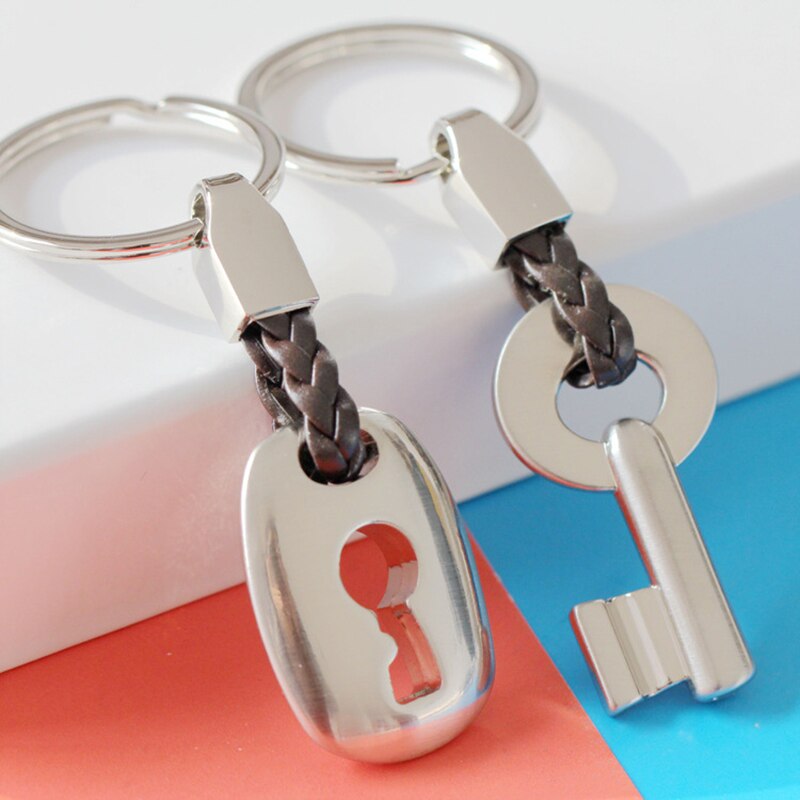 2Pcs Leather Paar Sleutelhanger Key Chain Ring Sleutelhanger Key Lock Sleutel Hanger Auto Sleutelhanger Klassieke Accessoires tob