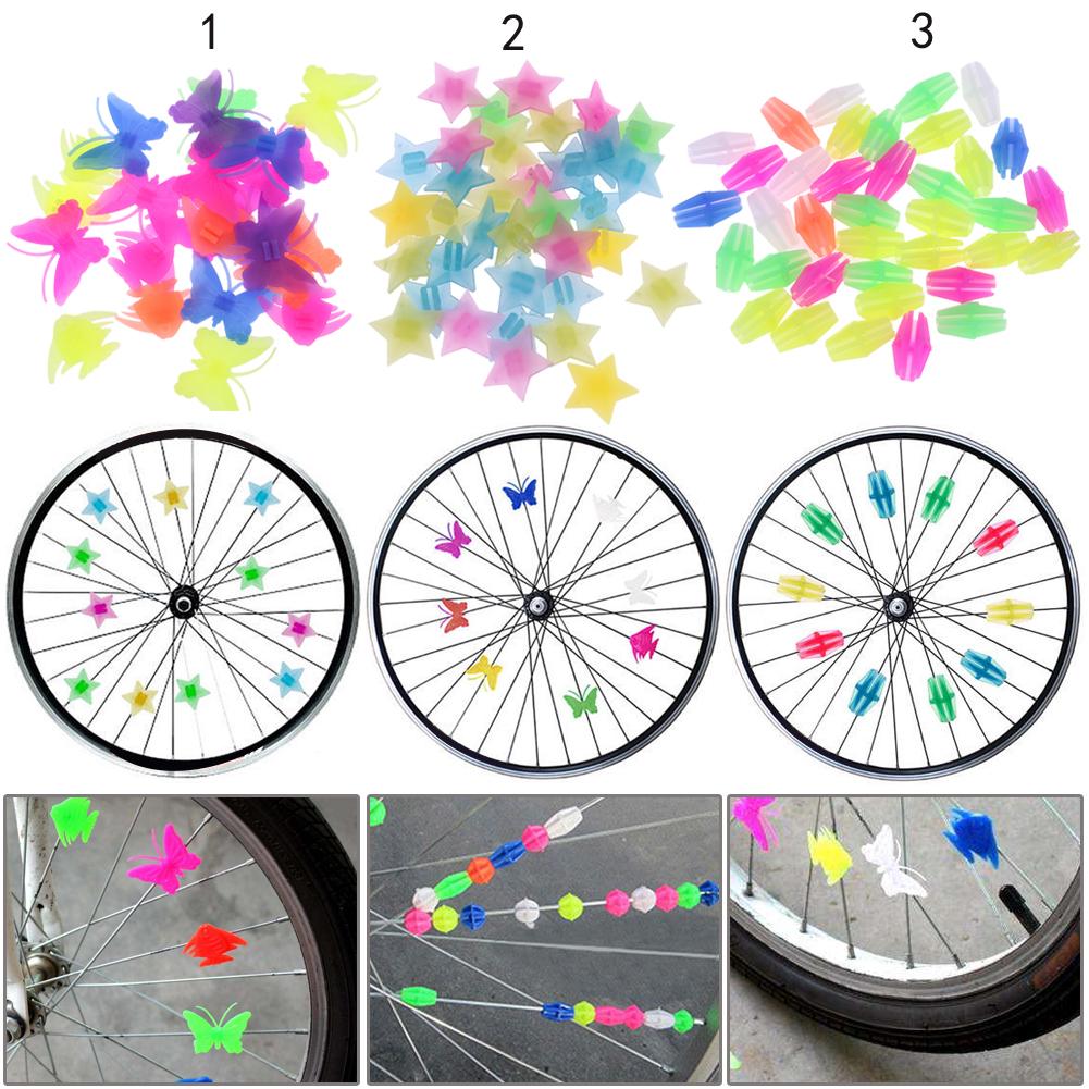 Cuentas de radios de rueda de colores para bicicleta de niños, decoración para bicicleta, 1 bolsa de plástico, de Clip fácil, adorno para radios de bicicleta, flor de radio