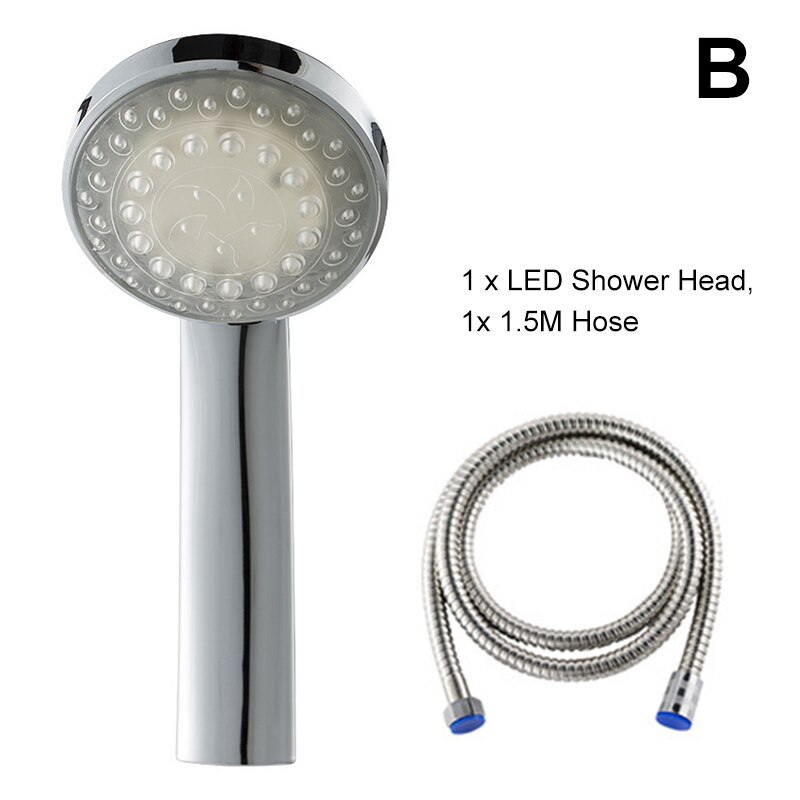 Led Douchekop 7 Kleur Veranderende Verstelbare Douchekop Handheld Waterval Badkamer Douchekop Met 1.5M Slang & Base