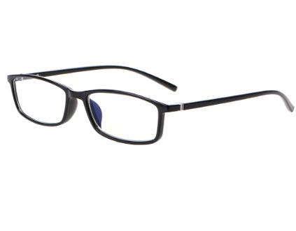 Hombres Mujeres clásico Marco rectangular Anti luz azul radiación ordenador gafas liso: Black