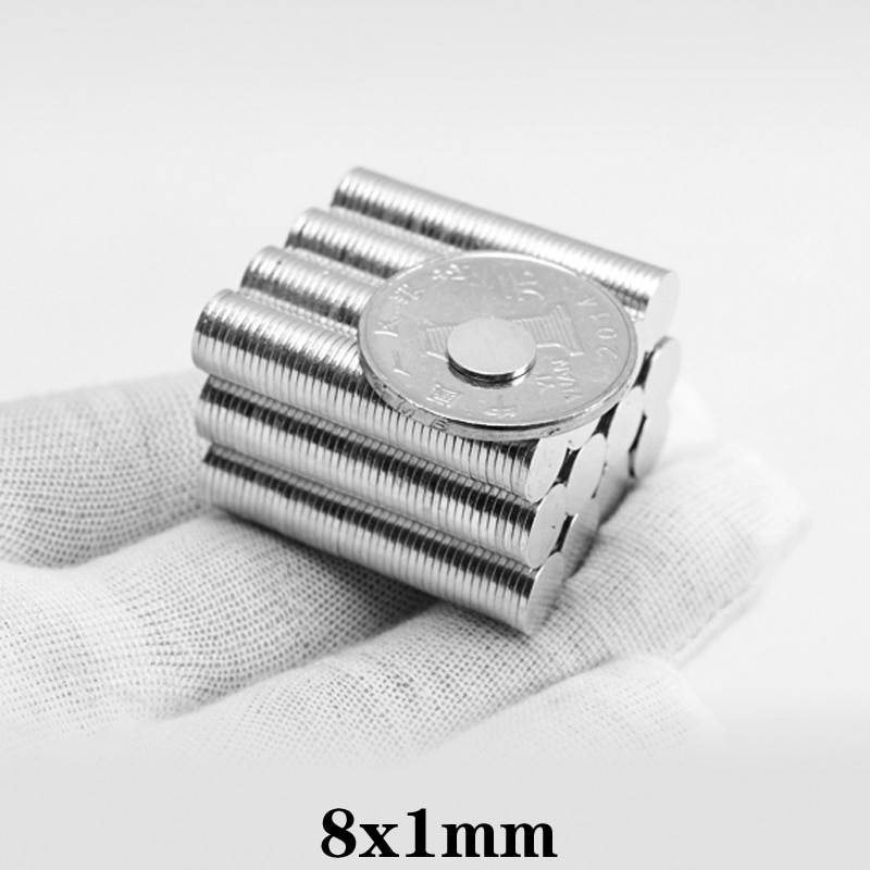 50 ~ 1000 Stuks 8X1 Mm Krachtige Sterke Magnetische Magneet 8Mm X 1 Mm Permanente Neodymium Magneet disc 8X1 Mm Koelkast Kleine Ronde Magneet 8*1 Mm
