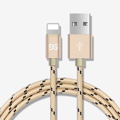 Gusgu cabo usb para iphone 8 7 6 plus 6s 5 5S se x, para ipad 2 mini rápido adaptador de cabos de carregamento para celular, cabo carregador de dados: Golden / 1.5M