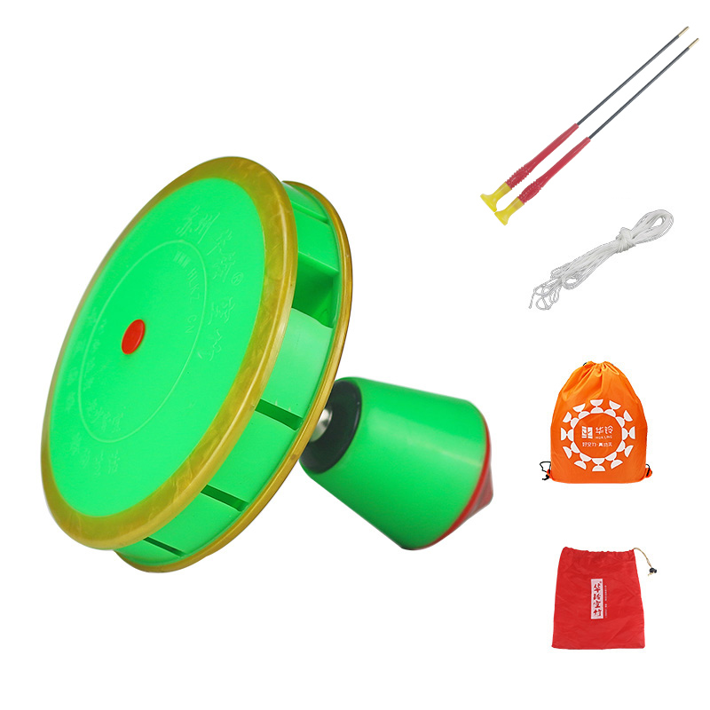 Chinesisches asymmetrisches diabolo 9 lagerspielzeug diabolo-set verpackung mit einkaufsnetz china: Grün