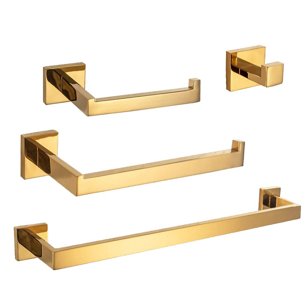 Gold Polish Bathroom Accessories Set Stainless Steel Towel Bar Towel Ring Hook ,Wall-mounted Bathroom Accessories Set