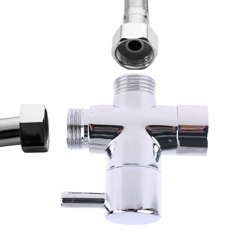 Krom mässing  g1/2 " t-adapter 3- vägs ventil dusch avledare vattenavskiljare badrum toalett bidé spruta