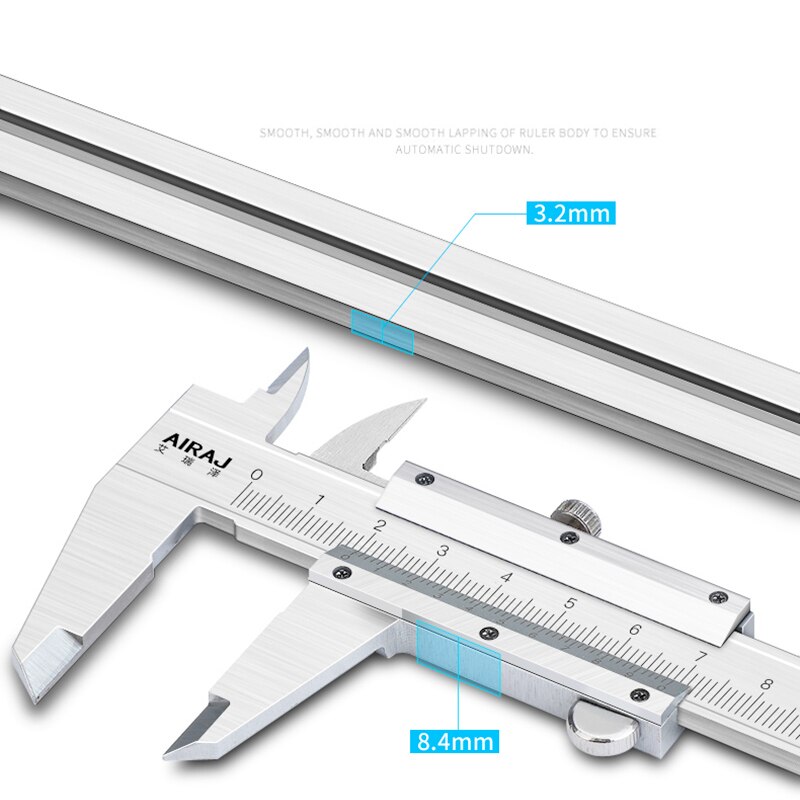 AIRAJ 150/200/300mm Vernier Calipers High-Precision Stainless Steel Calipers Household Decoration Measurement Manual Tools