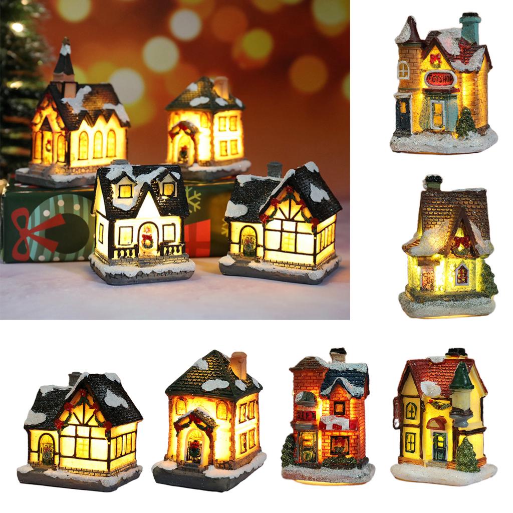 Christmas Decor Lighting Miniature Ornament Village Houses Xmas LED Light House