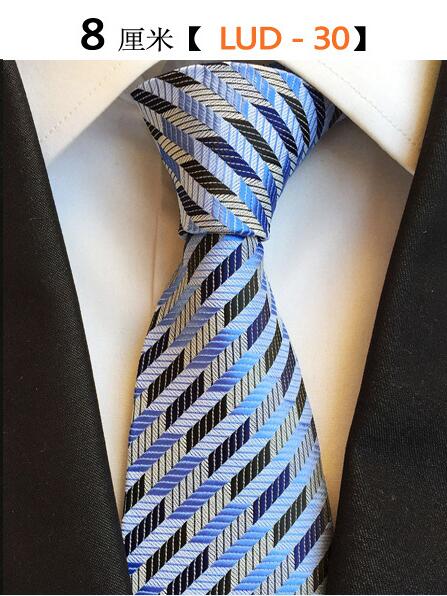 Ricnais – cravate en soie tissée Jacquard pour hommes, 8cm, rayée, costume d'affaires pour fête de mariage, tendance, 100%: 30