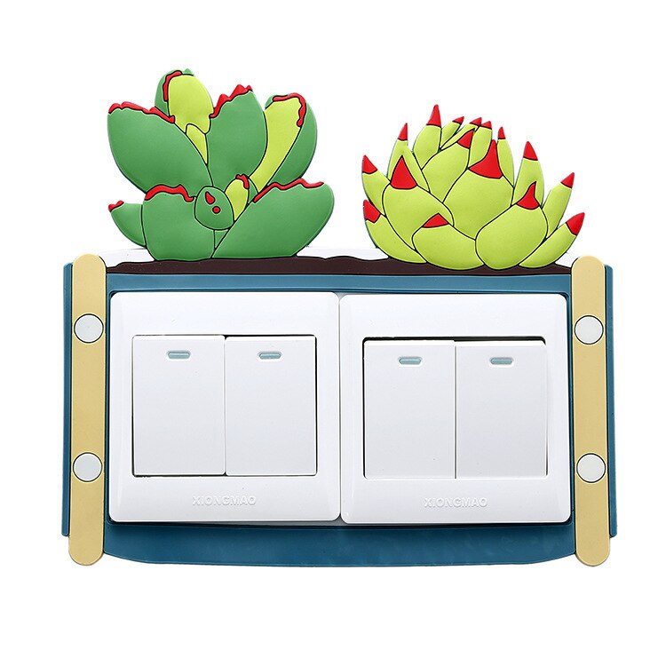 Duplo interruptor aberto adesivos luminoso tridimensional macio plástico pvc carnudo interruptor capa protetora adesivos de parede decorações: CC
