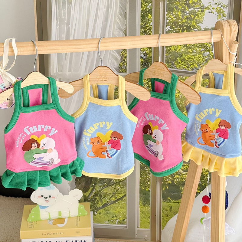 Vestido de verão para cães, vestido fino para animais de estimação, verão, cachorro pequeno, pelúcia, gato, estilingue, saia de princesa, roupas para animais de estimação, acessórios para cães, vestido de gato