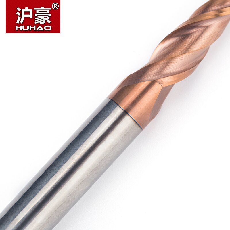 HUHAO 2pcs/lot HRC55 Tapered Ball Nose End Mill Tungsten Solid Carbide Coated CNC Milling Cutter D4-D10mm Engraving Bit