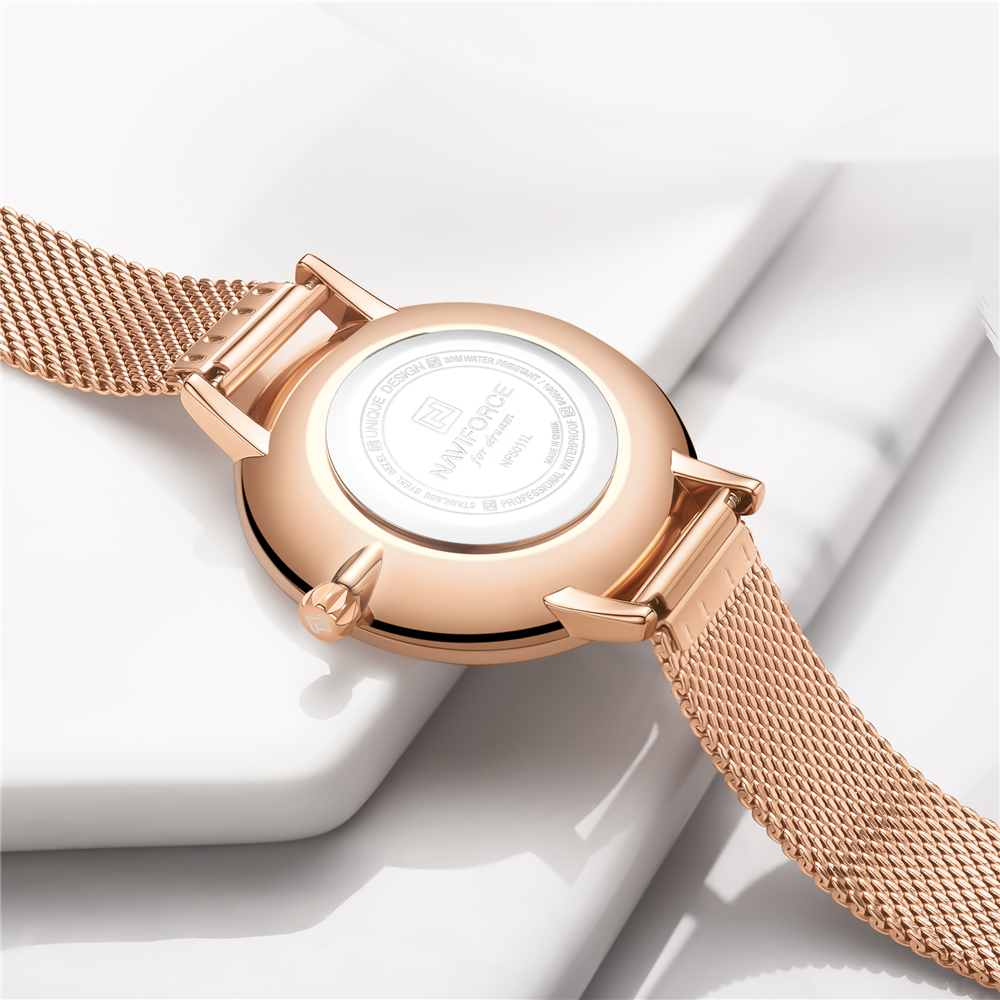 NAVIFORCE Luxe Horloge Vrouwen Mode Jurk Quartz Dames Mesh Rvs 3ATM Waterdicht Casual Horloges voor Meisje