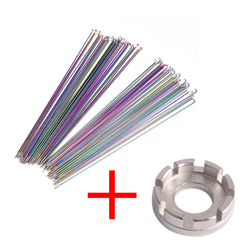 Szprycha rowerowa próżni 304 ze stali nierdzewnej Pating Rainbow 26/27.5/29 Cal rower górski/rower szosowy 6g klucz do szprych narzędzie: 263MMX10pcs-tool
