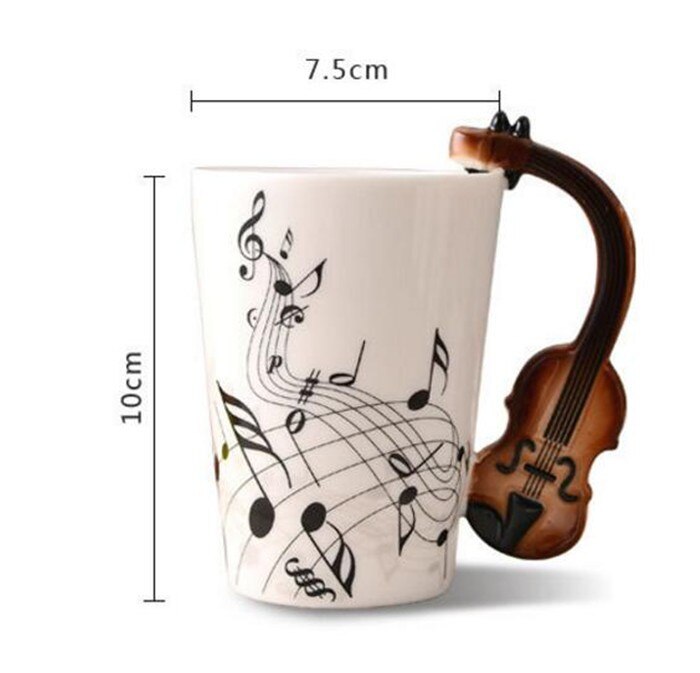 Musik violinstil gitarr keramisk mugg kaffe te mjölk stavkoppar med handtag kaffemugg nyhet