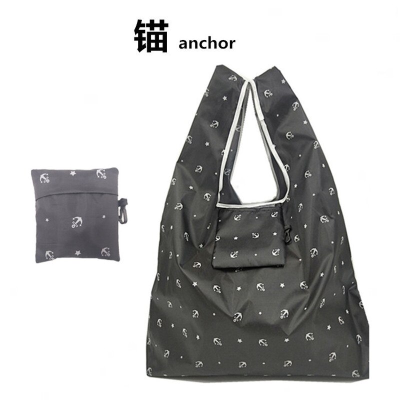 Foldable Shopping Bag Tote Pouch Portable Reusable Grocery Storage Eco Bag Cactus Flamingo Dots