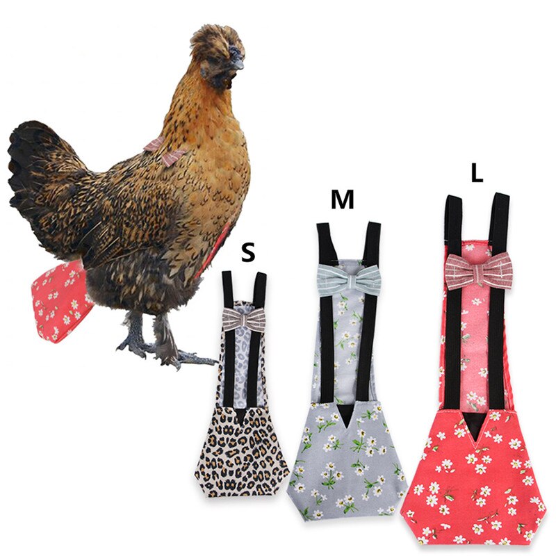 Adjustable Cotton Cloth Diaper Washable Bowknot Clothes for Farm Pet Goose Duck Chicken Poultry