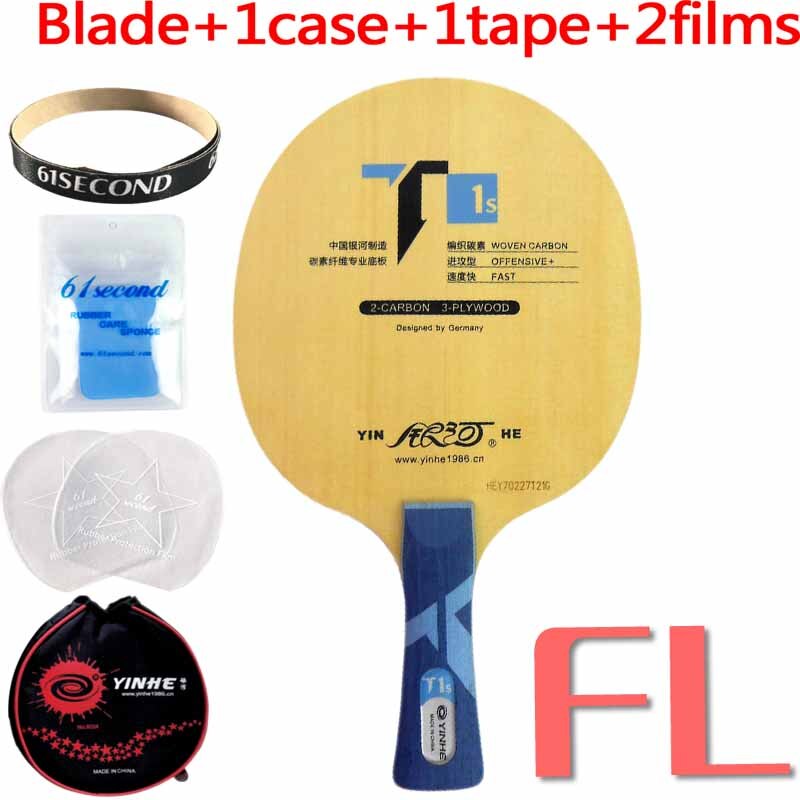 Originele Galaxy Yinhe T1s (GEWEVEN CARBON, T-1 Upgrade) Tafeltennis/PingPong Racket: FL with YM case