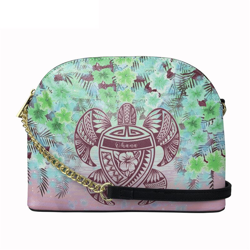 Nopersonality Polynesische Schildpad Met Hibiscus Print Vrouwen Pu Lederen Tas Brand Luxe Shell Tas Stijlvolle Schoudertas: HTBE053D49