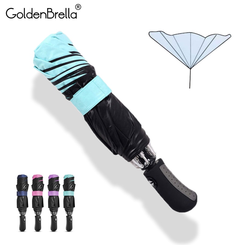 Reverse Fully-automatic Umbrella Rain Women Men Windproof 3Folding Black Coating Sun Umbrella Car Business Men Umbrellas