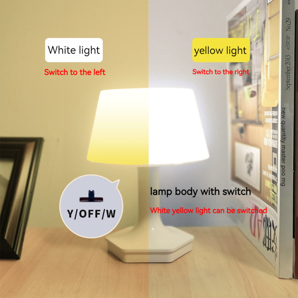 Eenvoudige Led Oplaadbare Tafellamp Twee Kleuren Switch Bed Usb Bureau Licht Oogzorg Voor Slaapkamer Leesdecoratie Nachtlampje