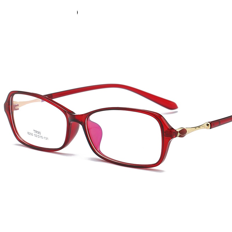 TR 90 Rectangle Clear Eyeglasses Progressive transparency Glasses Frame Brand Sport Stylish Prescription Glasses Men and Women: red