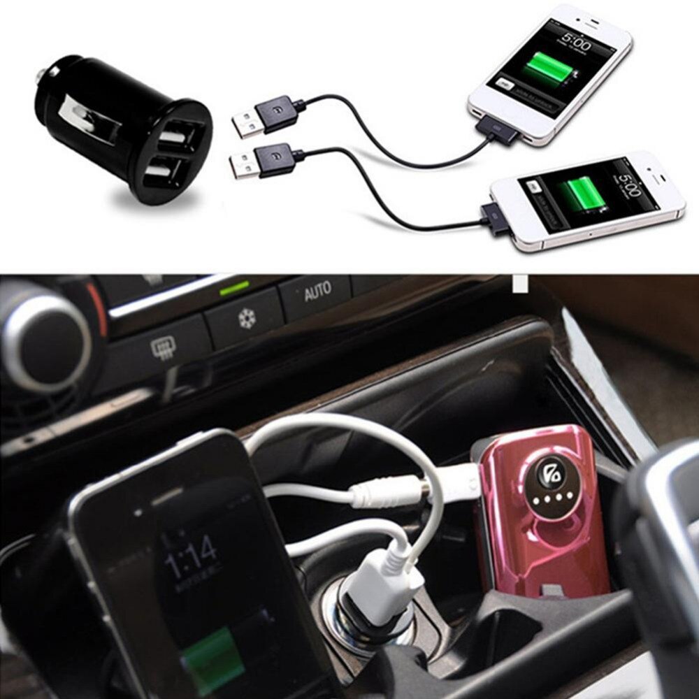 Auto Mini Dual Usb Car Charger Sigarettenaansteker 12V Auto 2 Universele Styling Port Power Charger Adapter Auto Adapter snelle W5C5
