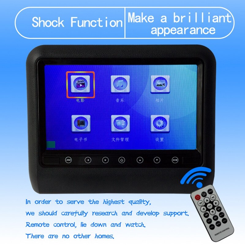 9 Inch Auto Hoofdsteun Mp5 Monitor 1080P Contact Knop Screen Usb Sd Fm Speaker 2-Weg Video-ingang