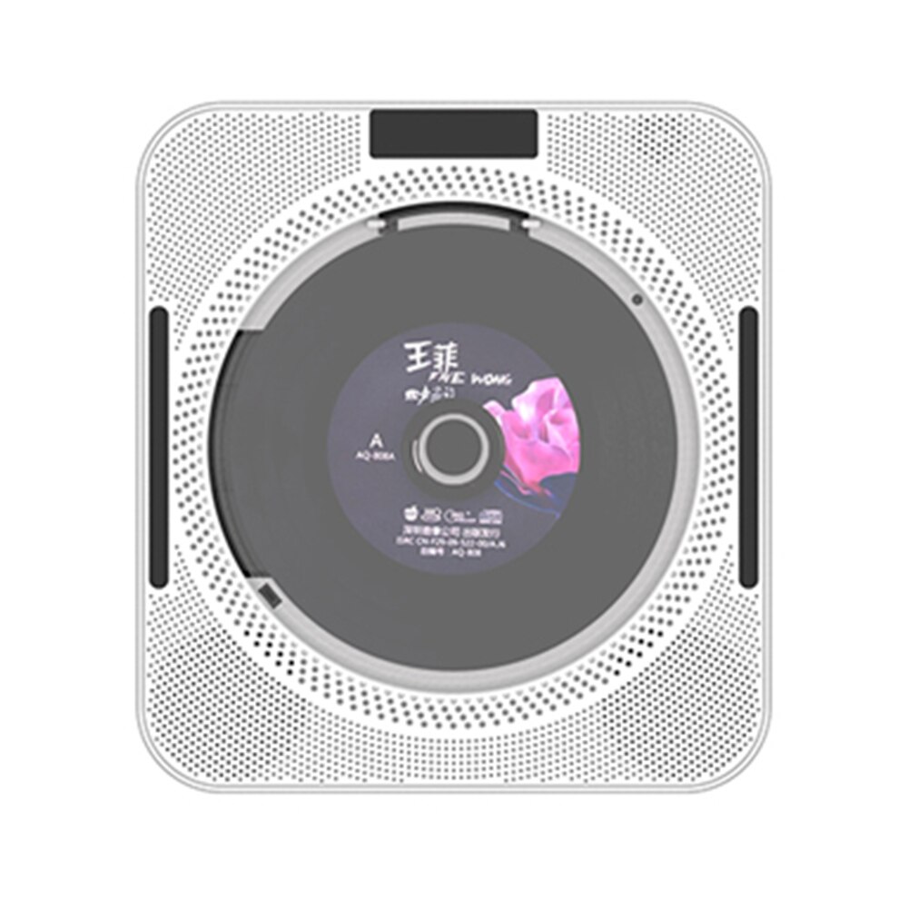 Portable CD Player Wall Mountable CD Music Player Bluetooth Remote Control FM Radio HiFi Speaker with USB 3.5mm LED Screen: white