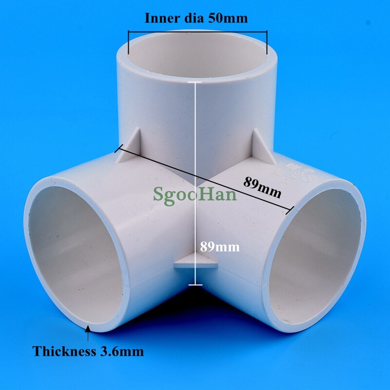 2~50pcs ID 20~50mm 3 Way Hydroponic Planting Frame PVC Pipe Connector Irrigation 3D Three-Dimensional DIY Shelf Joint Fittings: 10pcs / 50mm inner dia
