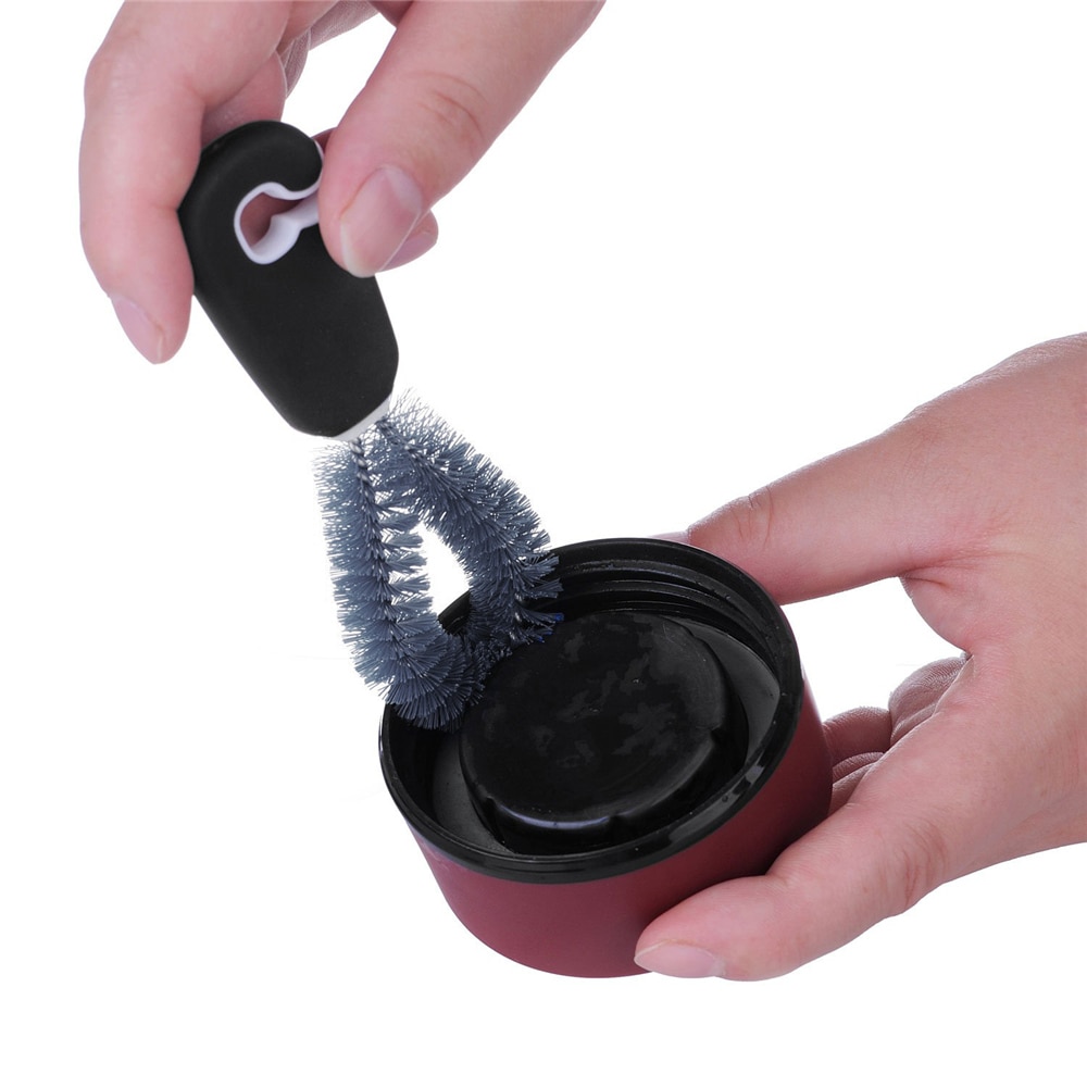 Brosse de nettoyage des biberons | Ensemble de 3 pièces/ensemble en Nylon + inox, brosse de nettoyage des biberons à Long manche noir + blanc