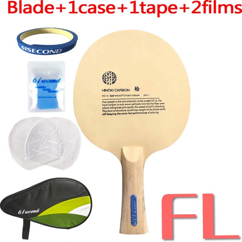 SANWEI HC6S Hinoki hoja de tenis de mesa de carbono/hoja de ping pong/bate de tenis de mesa: FL with HM case
